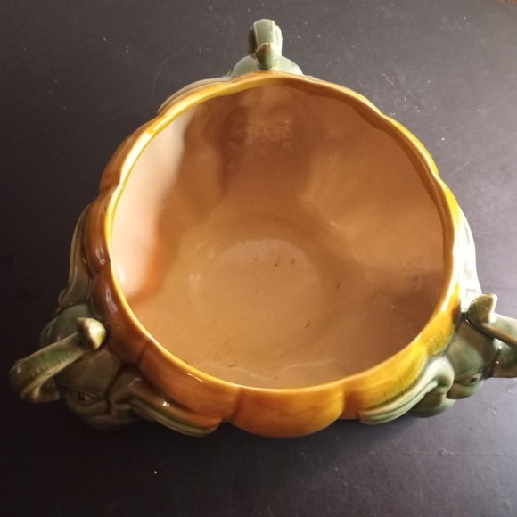 VTG Majolica Green Glazed Baby Elephant 3"x7" Planter. - Picture 3 of 7